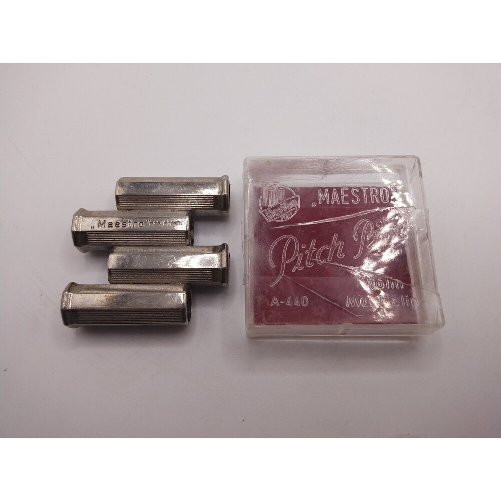 Maestro Silver Pitch Pipe A-440 Violin Mandolin Orig Plastic Case Heriba